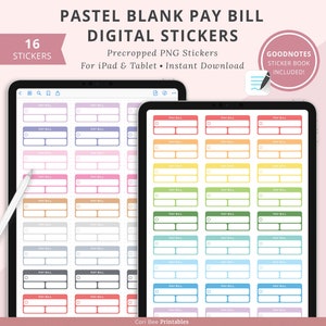 Goodnotes Digital Planner Stickers, iPad Digital Stickers, Pay Bill Stickers, Pay Bills Stickers, Pay Bill Tracker Stickers, Financial Bill