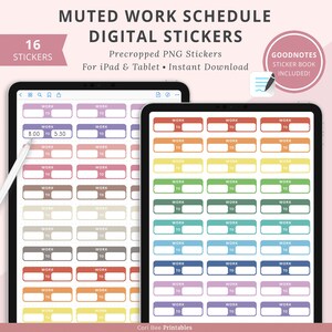 Goodnotes digitale planner stickers, iPad digitale stickers, werkschema stickers, werk stickers, tijdregistratie stickers, voorgesneden stickers