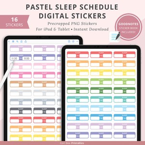 Goodnotes Digitale Planner Stickers, Digitale Stickers, Planner Stickers, iPad Stickers, Slaapschema Stickers, Schema Digitale Stickers