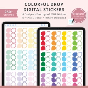 Goodnotes Digital Stickers, Planner Stickers, Drop Stickers, Teardrop Stickers, Transparent Stickers, Highlighter Stickers, Colorful