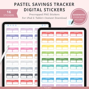 Goodnotes Digital Planner Stickers, iPad Digital Stickers, Savings Tracker Stickers, Savings Stickers, Financial Stickers, Finance Stickers