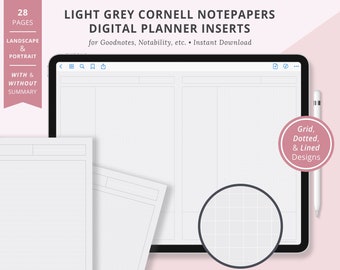 GoodNotes Digital Planner Insert, iPad Planner, GoodNotes Paper Templates, Notes Template, Cornell Paper, Cornell Method, Cornell Notes