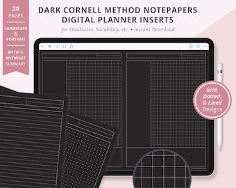 GoodNotes Digital Paper, GoodNotes Template, iPad Planner Template, Notability Template, Cornell Notes, Cornell Method, Cornell Paper