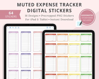 Muted Expense Tracker Digital Stickers Digital Stickers, Expense Tracker Stickers, Financial Stickers, Money Tracking Stickers, GoodNotes