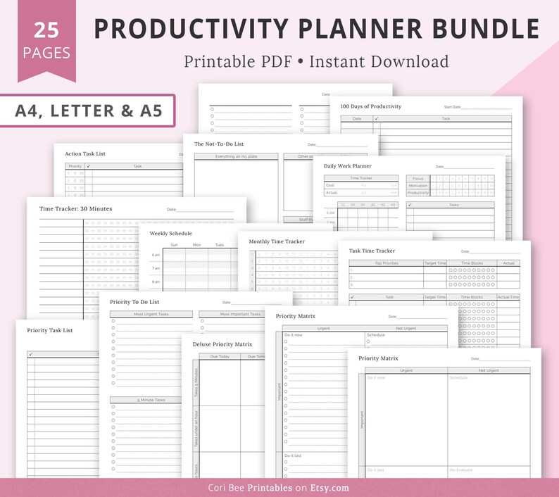 Productivity Planner Bundle Deluxe Priority Matrix 100 Days - Etsy