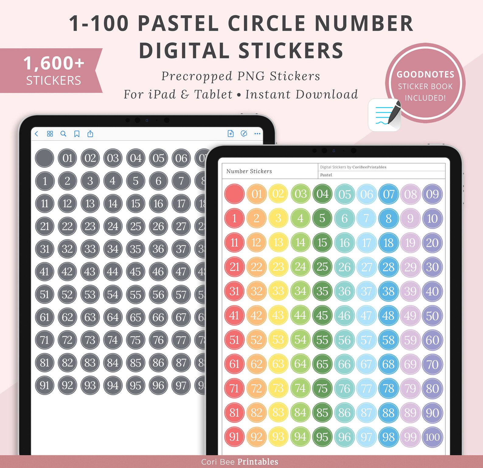 Goodnotes Digital Stickers 1100 Number Stickers 1100 Etsy