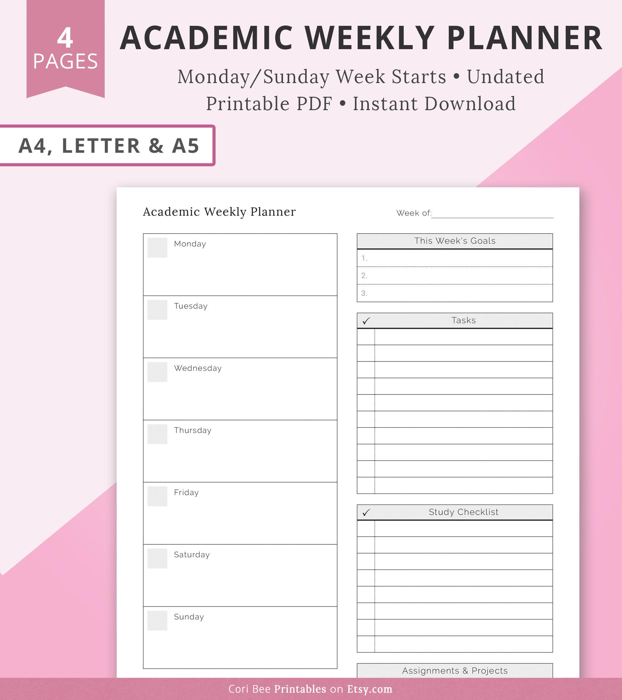 academic-weekly-planner-student-planner-weekly-printable-insert-weekly-printable-template-undated-weekly-planner-insert-study-planner-etsy