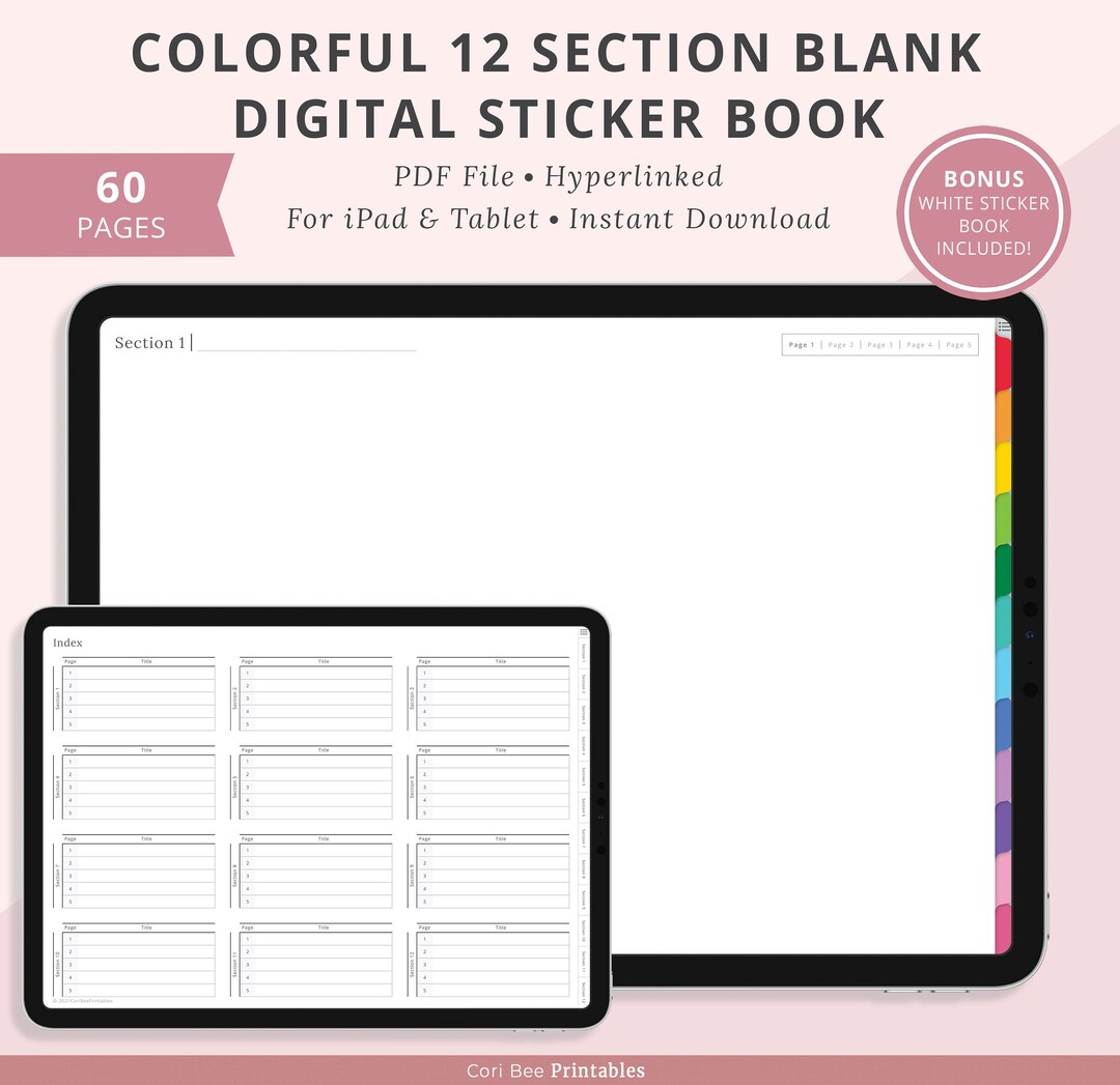 Blank Digital Sticker Book, Goodnotes Digital Planner Stickers, Blank ...