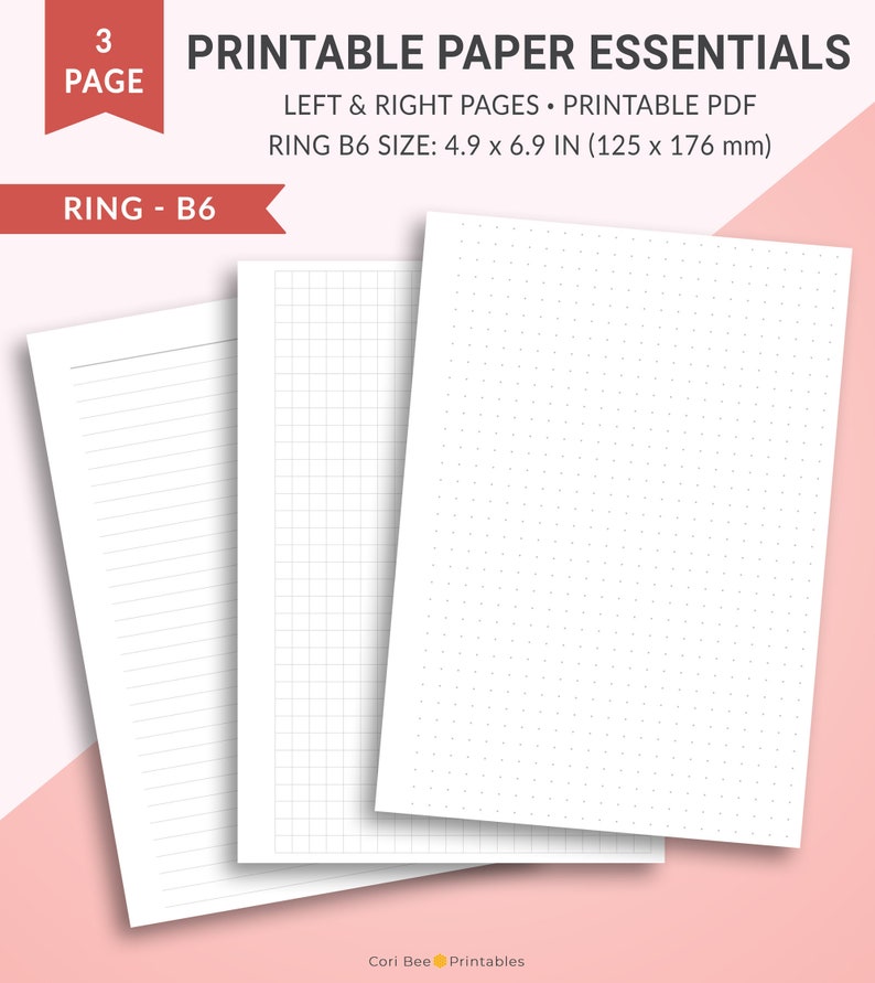 B6 Printable Paper Essentials Ring B6 Printable Planner | Etsy