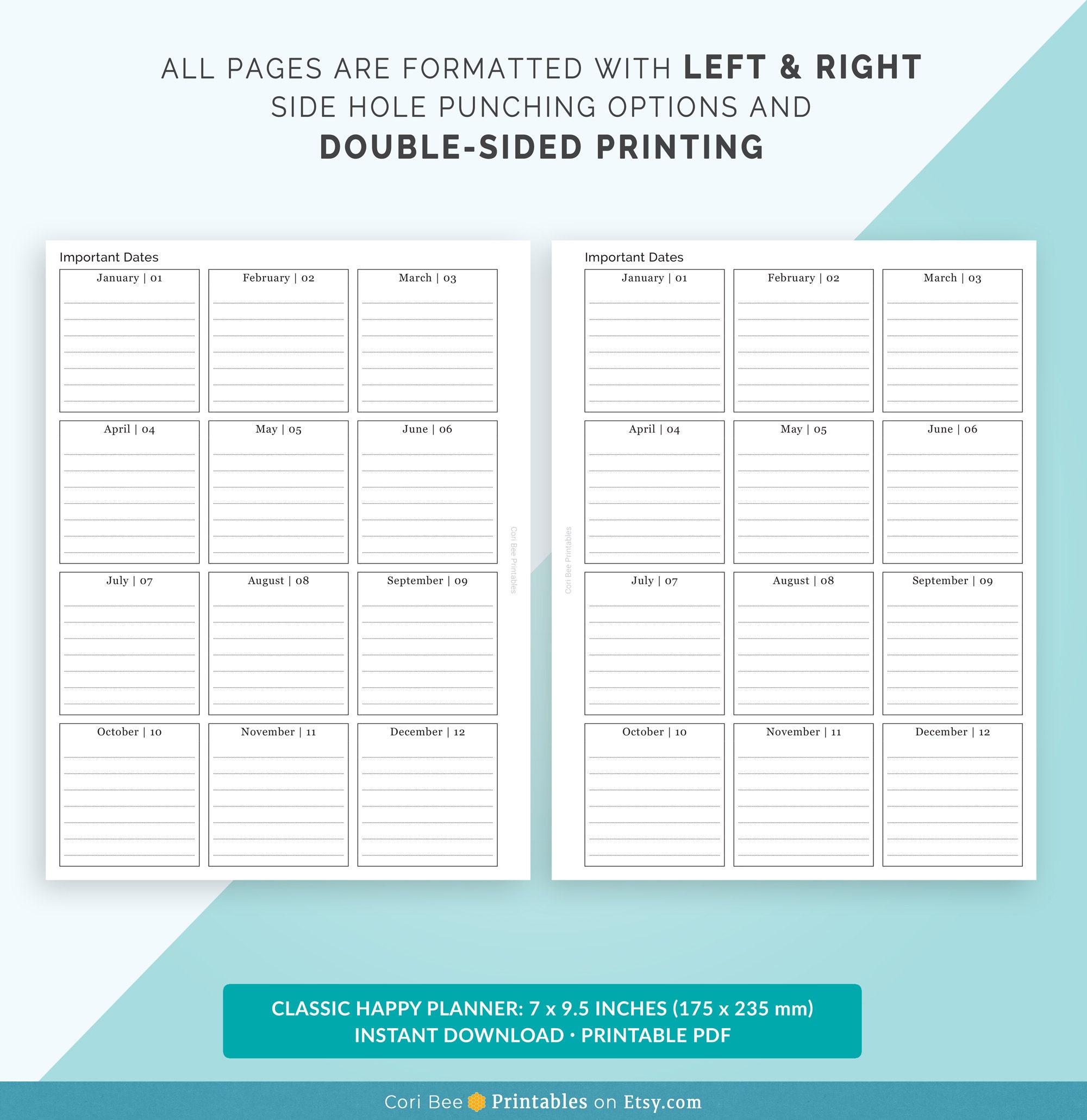 Happy Planner Printable Inserts, Classic Happy Planner Insert ...