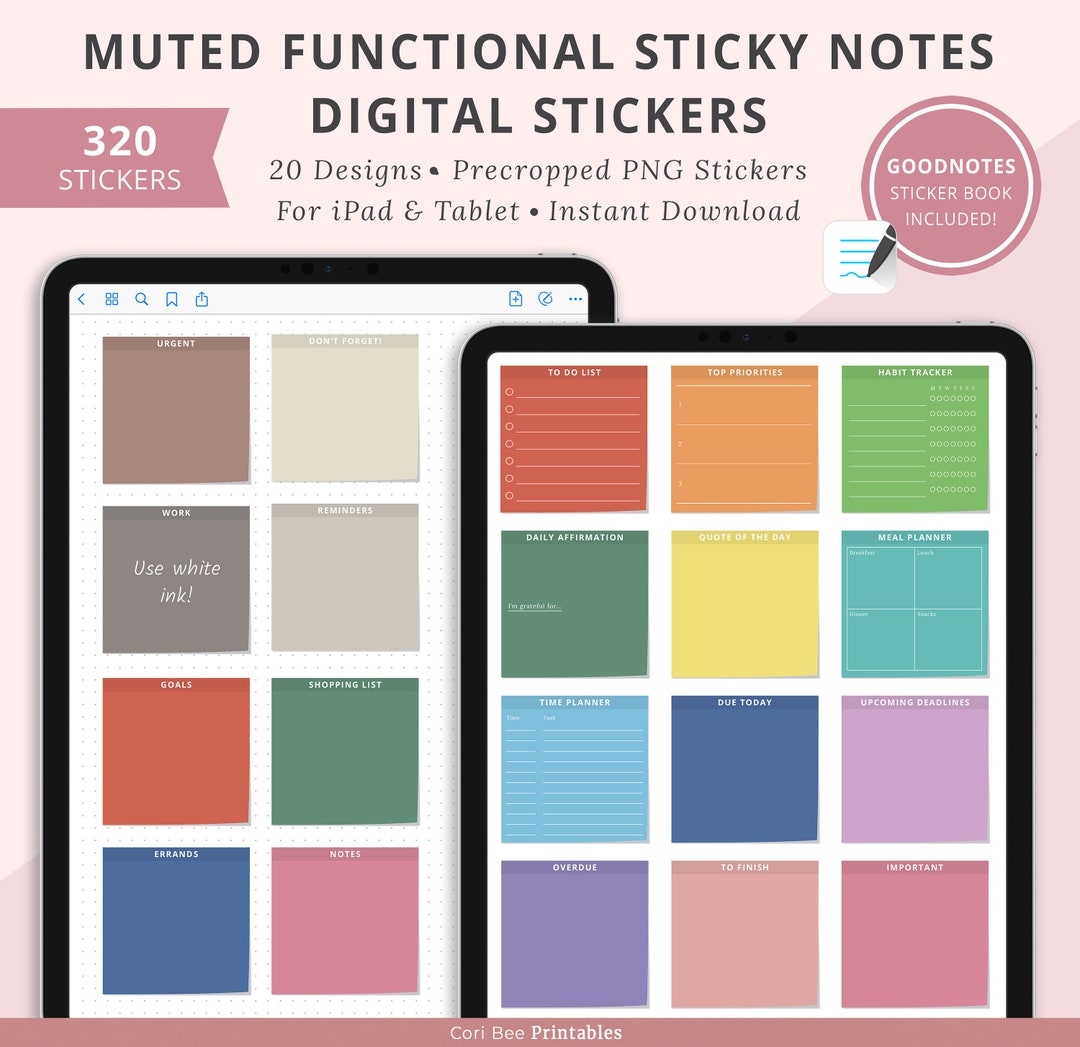 Notes Interactive Stickers Goodnotes Digital Stickers, Planner Stickers, Functional Sticky Note ...