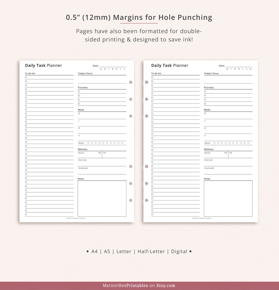 Editable Daily Task Planner, Fillable Planner, Undated Daily Planner ...