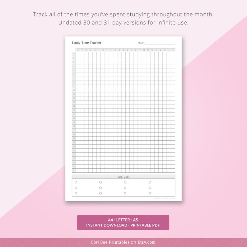 Studying Time Tracker Study Tracker Study Planner Studying | Etsy