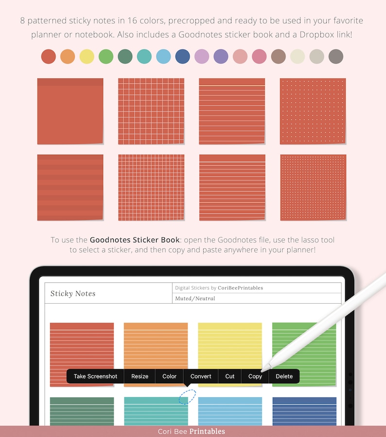 Muted Digital Sticky Notes Pattern Sticky Notes Graph Sticky - Etsy