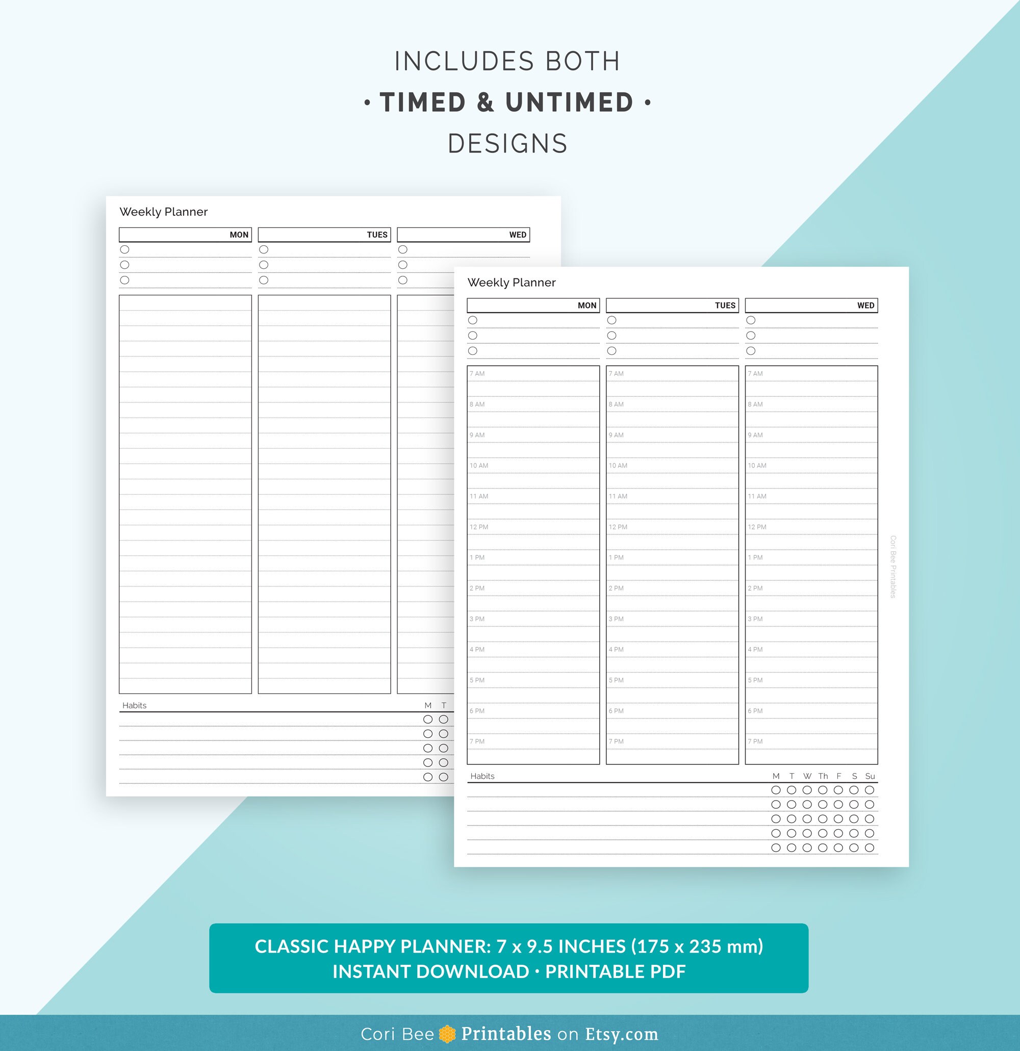 Happy Planner Printable Inserts, Classic Happy Planner Inserts, Weekly ...