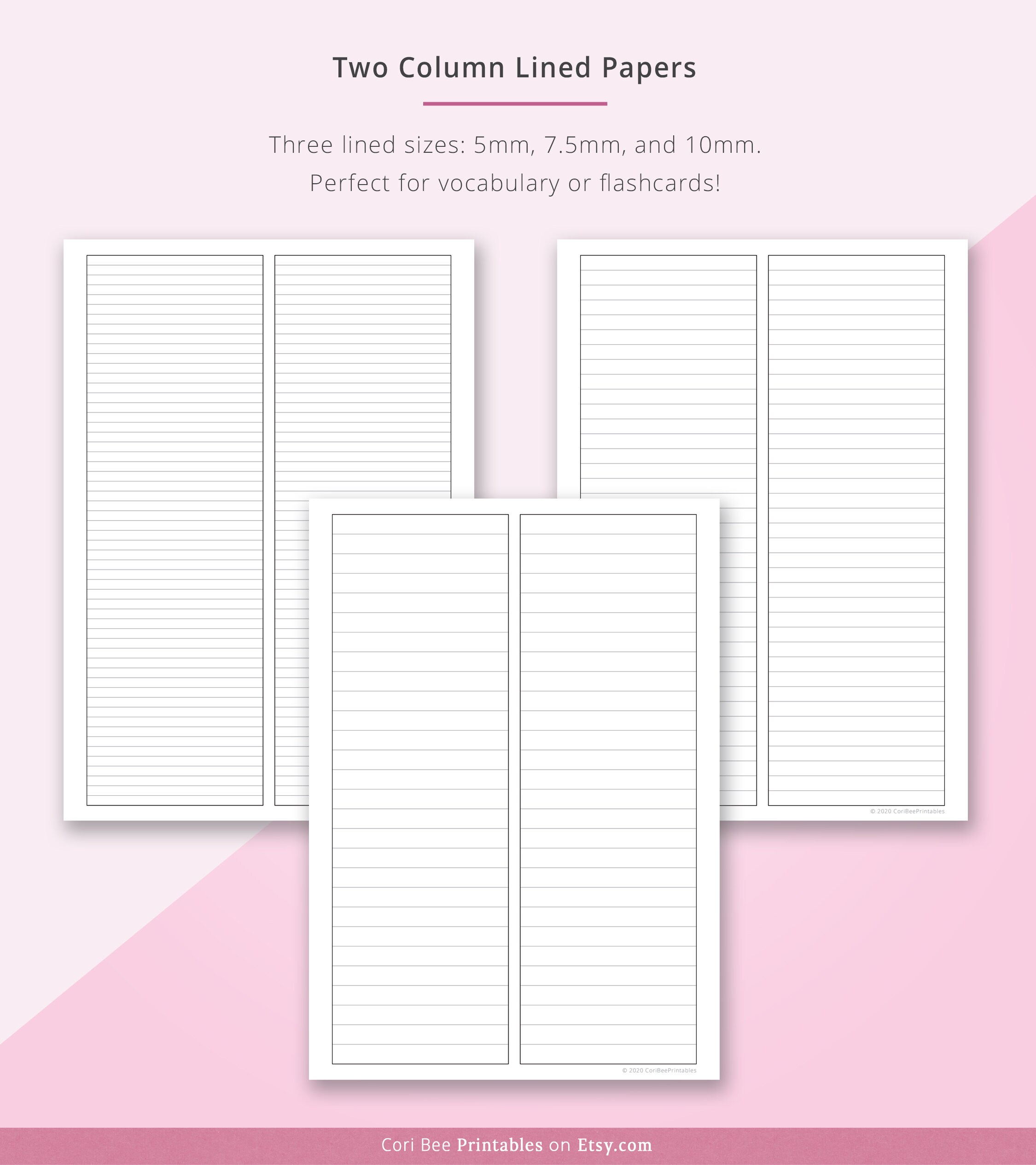 Lined Paper, Lined Note Paper, Lined Notebook Paper, Printable Lined ...