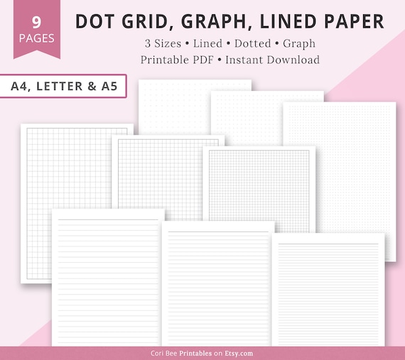 Dotted Grid Paper Template, Lined Paper, Graph Paper, Dot Paper