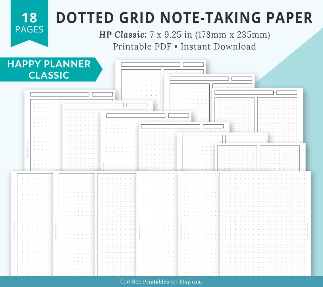 Happy Planner Inserts, Classic Happy Planner Template, Dotted Grid ...