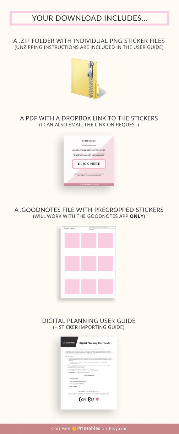 ESSENTIAL Digital Stickers for Goodnotes, Cute Daily Pre-cropped Digital  Planner Stickers, Goodnotes Stickers, Bonus Stickers 