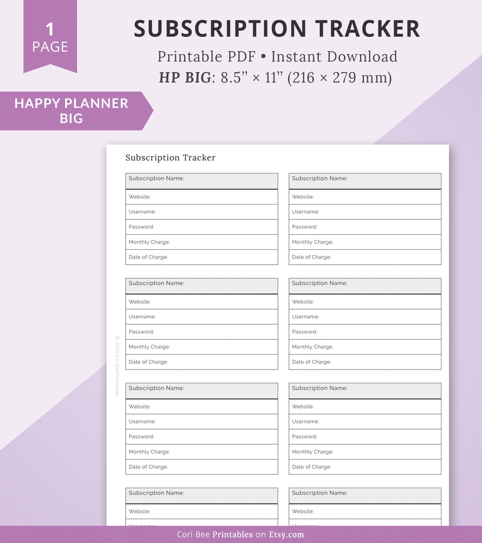 Big Happy Planner Printable Inserts Big HP Inserts Happy | Etsy