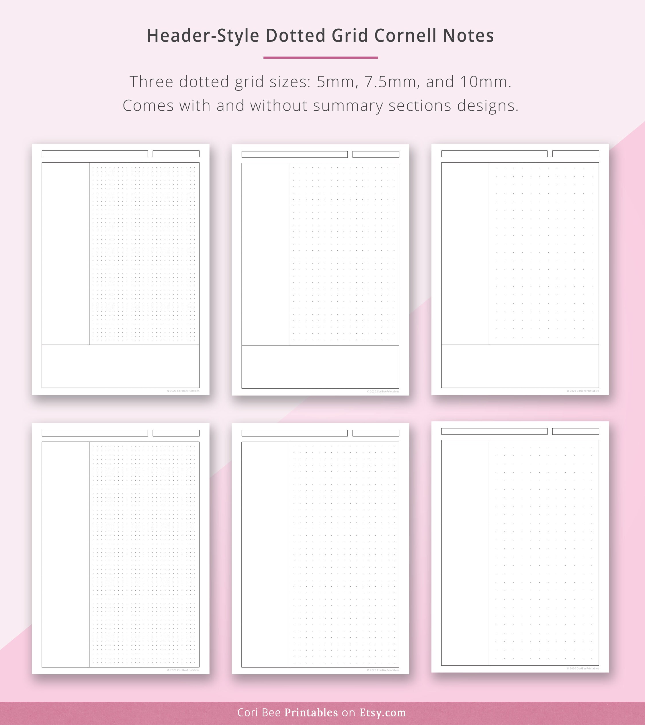Cornell Method Template Cornell Paper Cornell Notepaper Etsy
