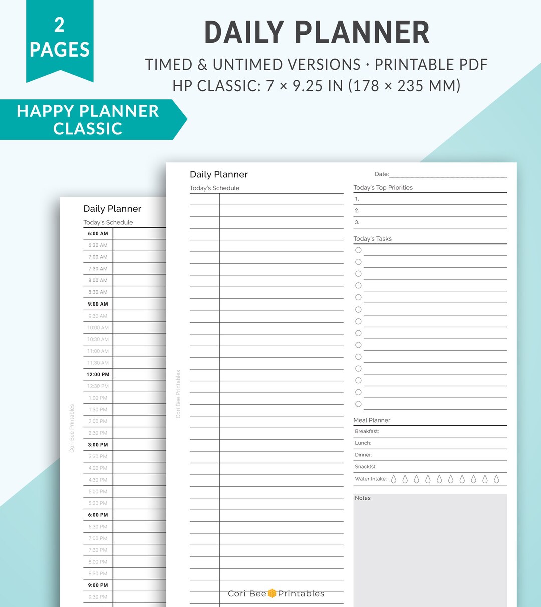 Happy Planner Printable Inserts, Classic Happy Planner Inserts, Daily ...