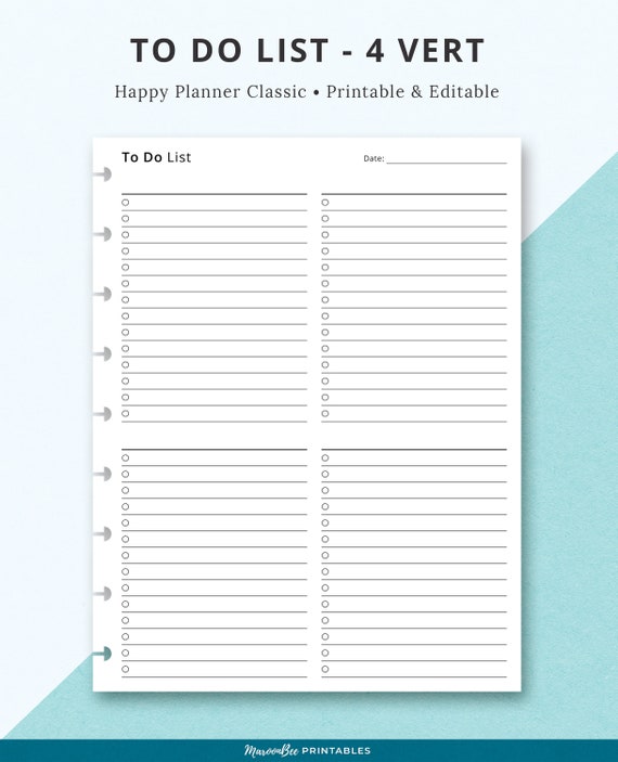 Editable to Do List Happy Planner Classic Printable Template - Etsy