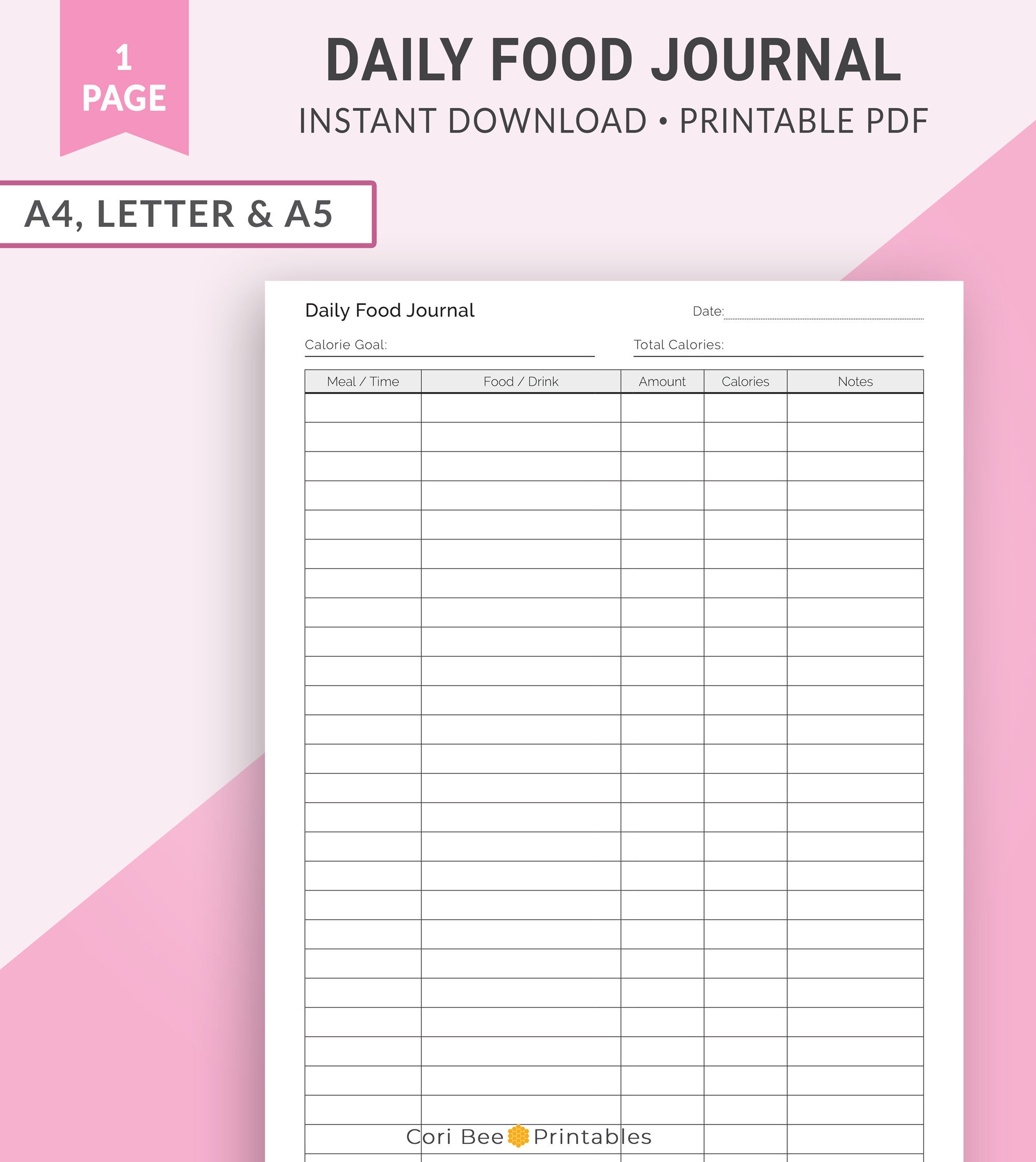 daily-food-journal-printable-meal-planner-food-tracker-food-log-calorie-tracker-calorie-log-fitness-planner-meal-log-a4-letter-a5-etsy
