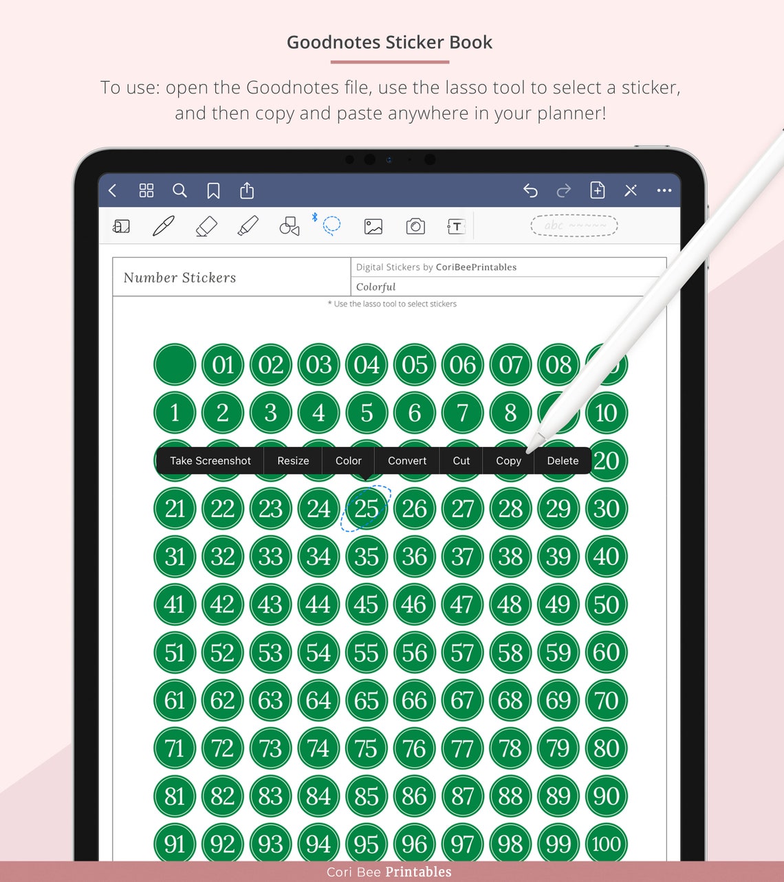 Goodnotes Digital Stickers 1 100 Date Stickers 1 100 Number Etsy