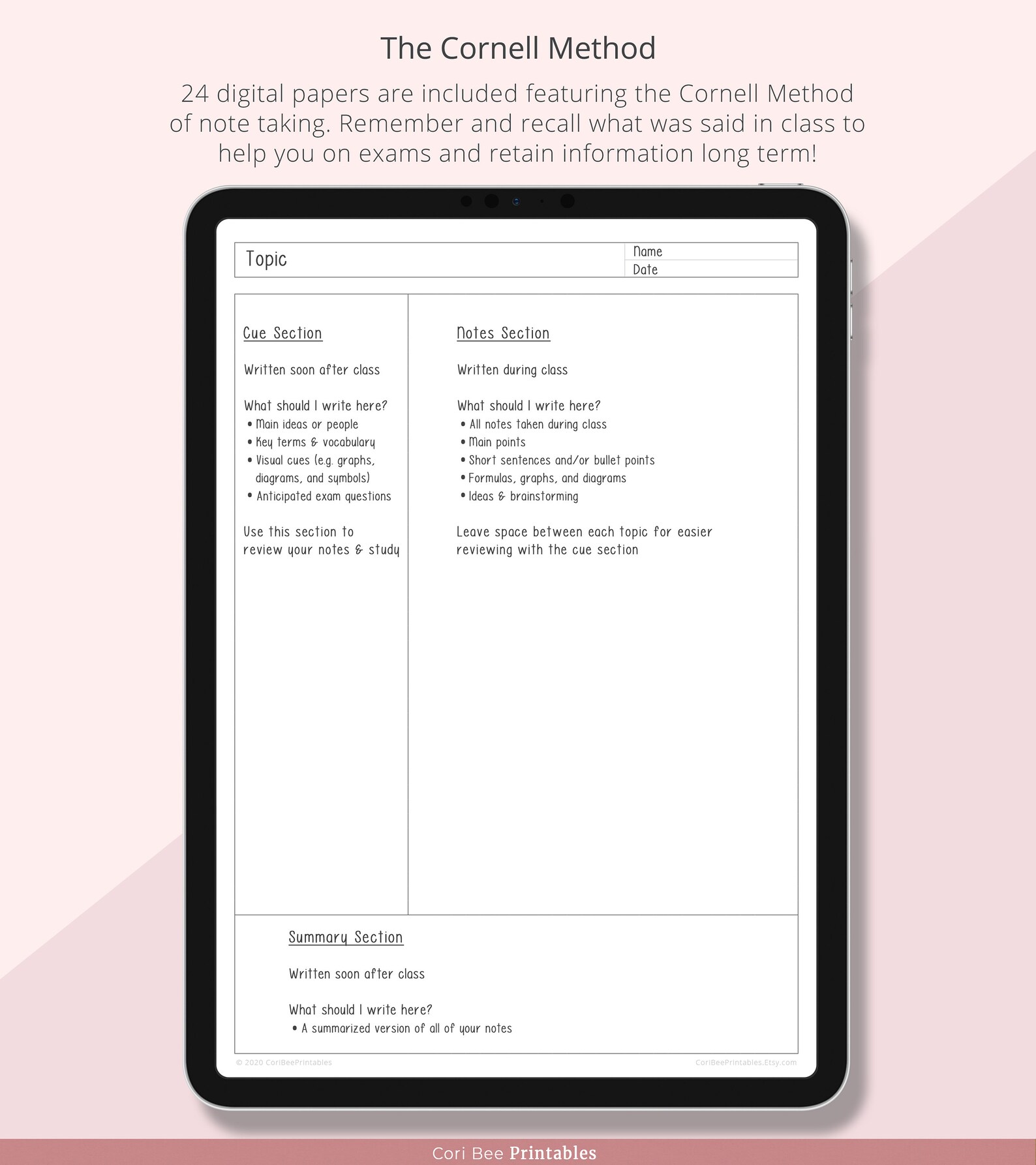 Goodnotes Digital Planner, Digital Notepaper, Digital Cornell Notes ...