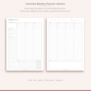 Editable Weekly Planner on 2 Pages, Wo2p, Fillable Weekly Printable ...
