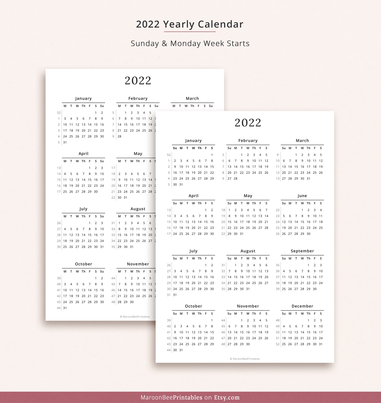 2022 2030 numbered weeks yearly calendar 2022 printable calendar
