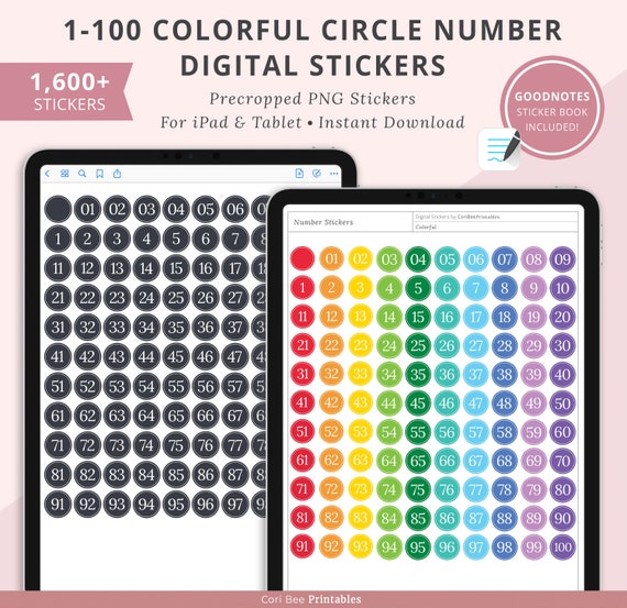 Goodnotes Digital Stickers 1100 Date Stickers 1100 Number Etsy
