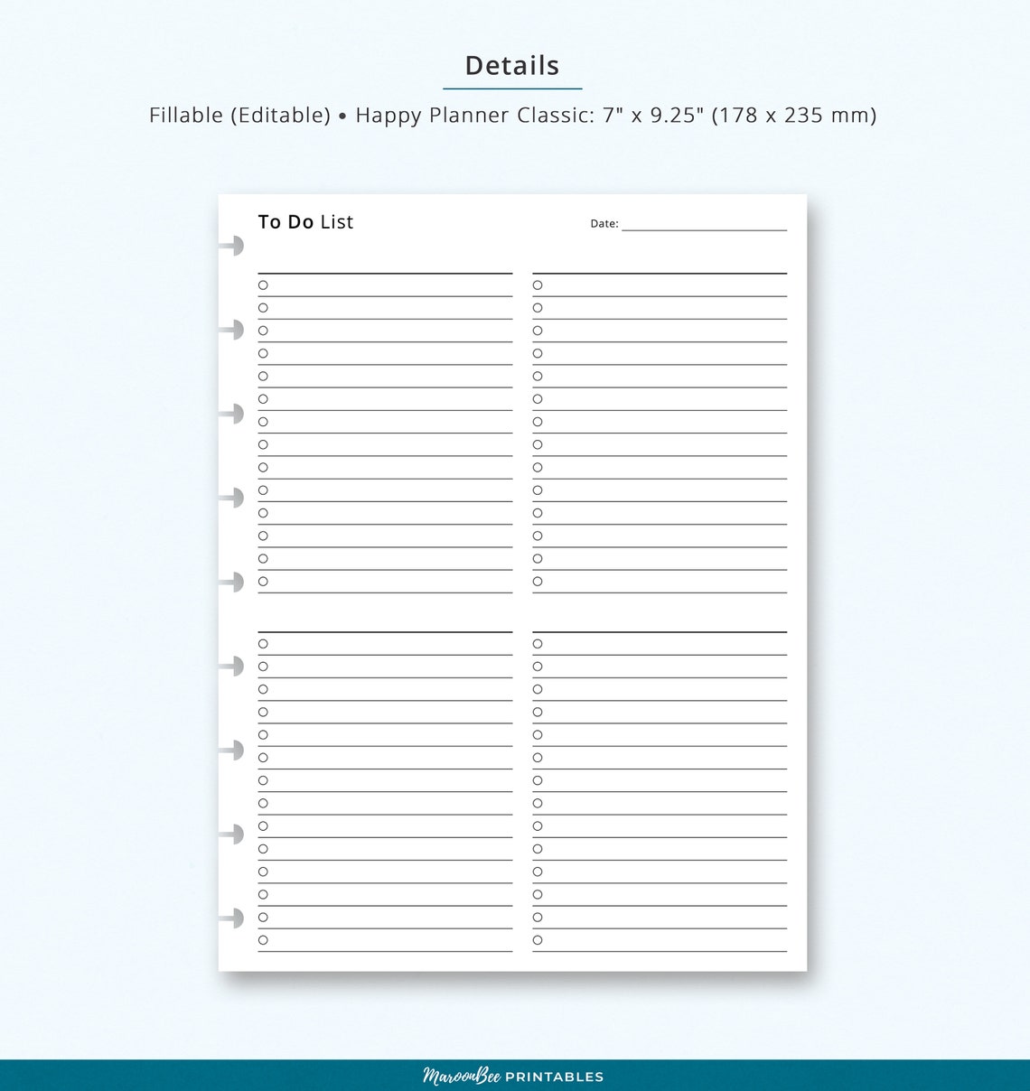 Editable to Do List Happy Planner Classic Printable Template - Etsy