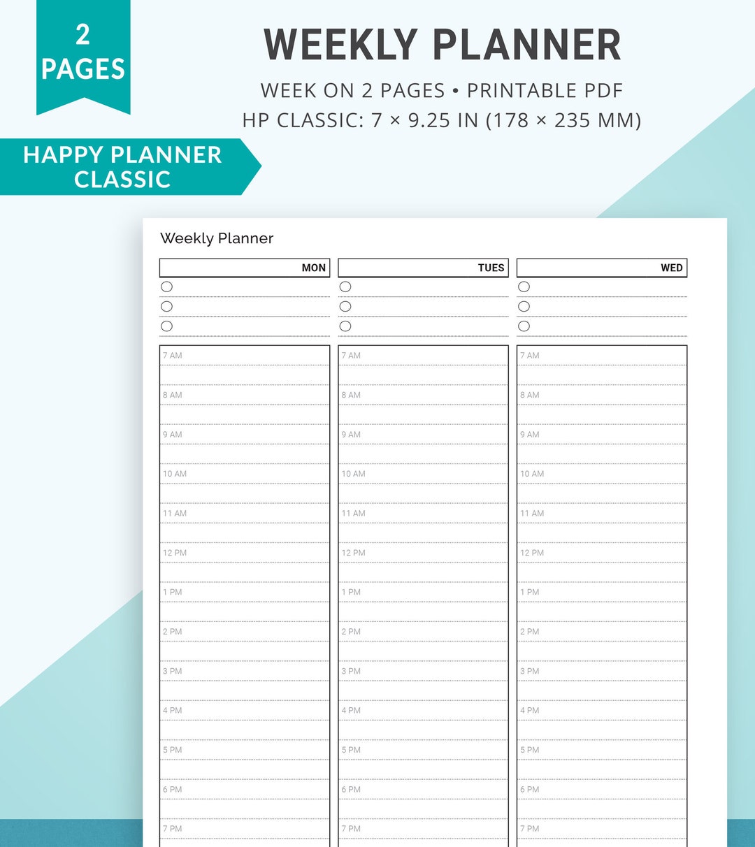 Happy Planner Printable Inserts, Classic Happy Planner Inserts, Weekly ...