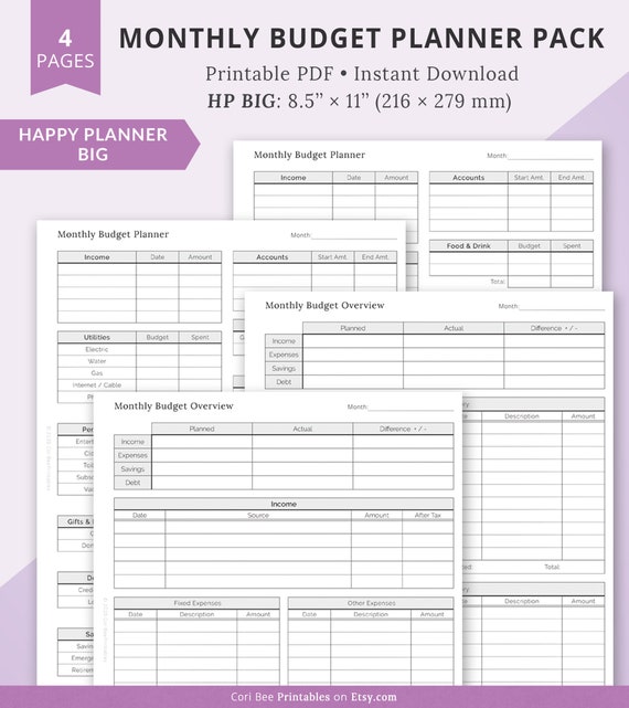 Big Happy Planner Printable Inserts Big Happy Planner Etsy
