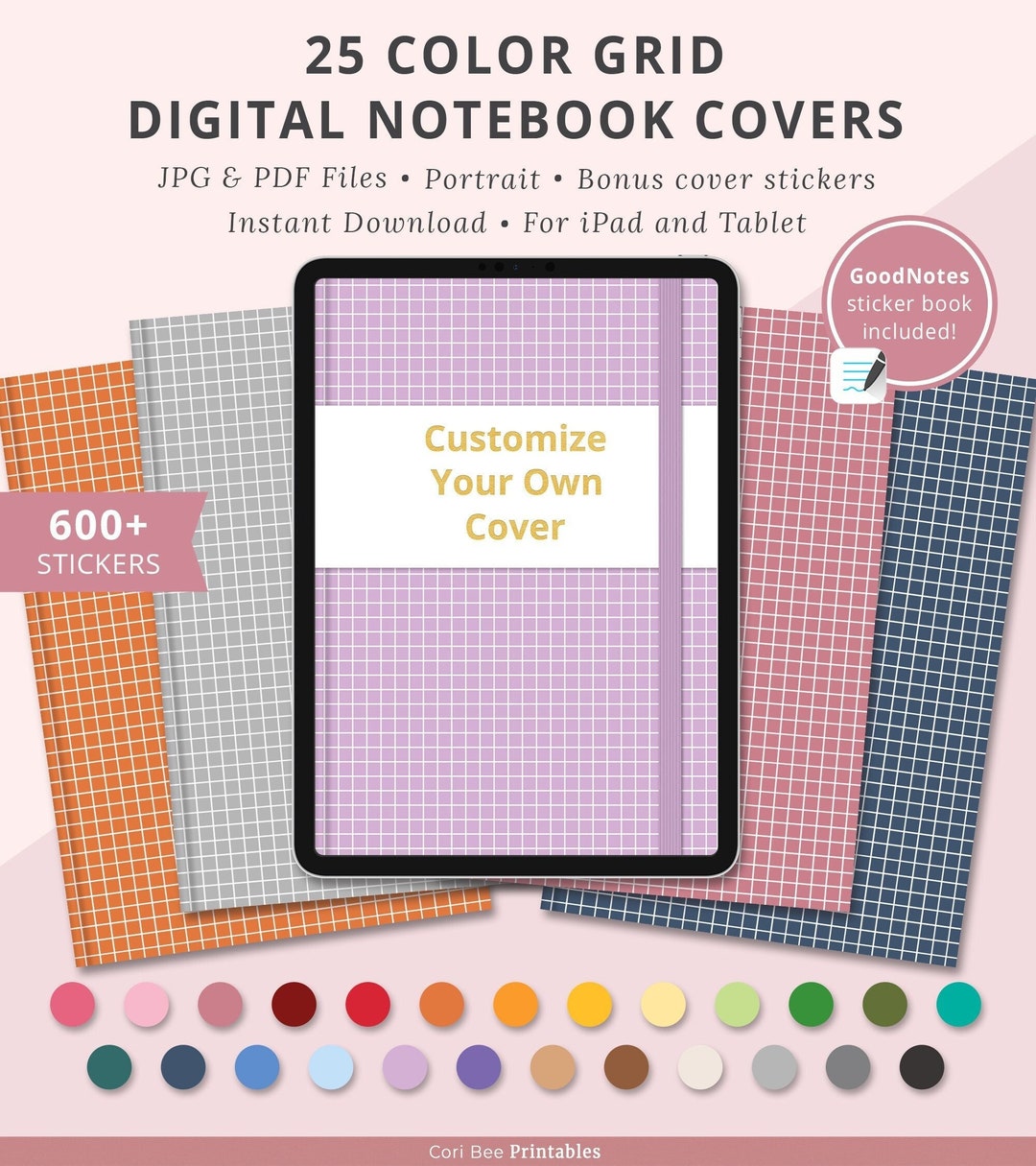 Color Grid Digital Covers, Graph Covers, Rainbow Grid Covers, Digital ...