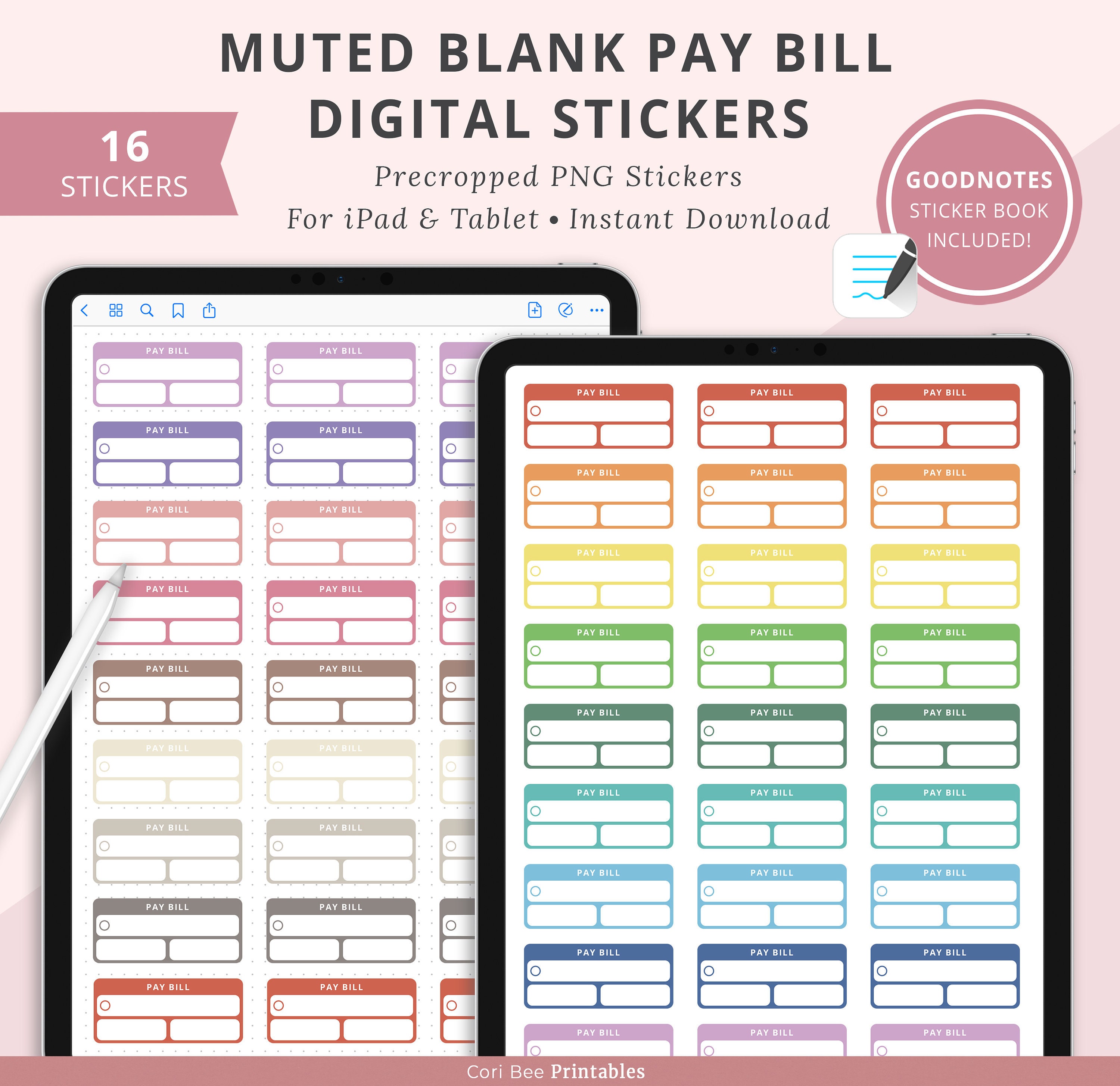 Payment Due Digital Planner Stickers Pre-cropped Digital Stickers GoodNotes Stickers