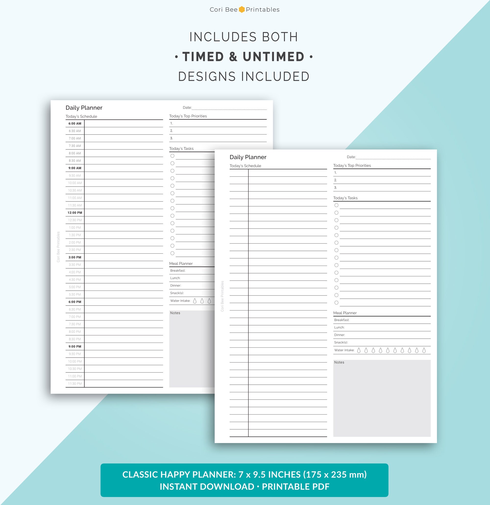 Happy Planner Printable Inserts, Classic Happy Planner Inserts, Daily ...