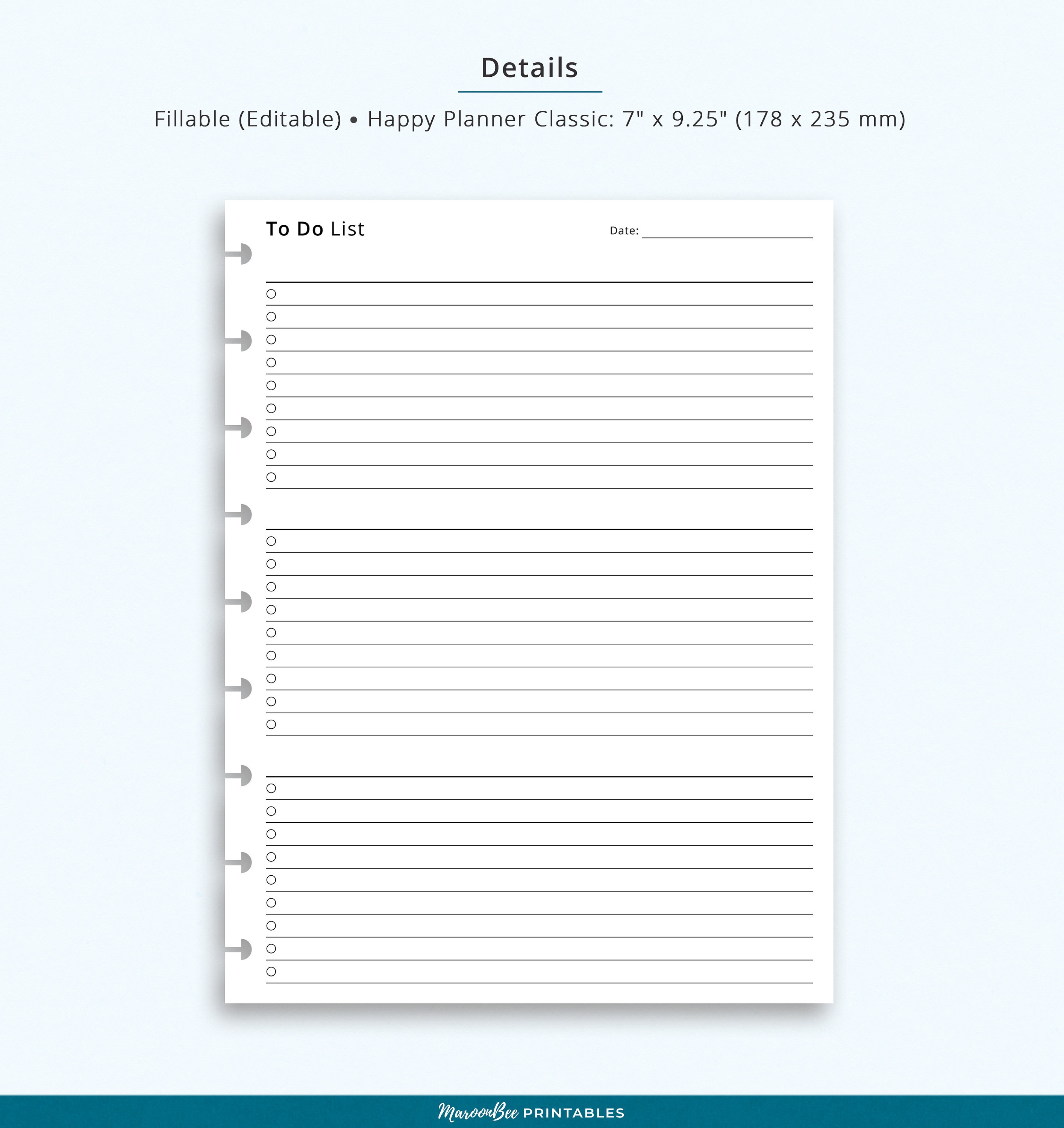 Editable to Do List Happy Planner Printable Insert, Happy Planner ...