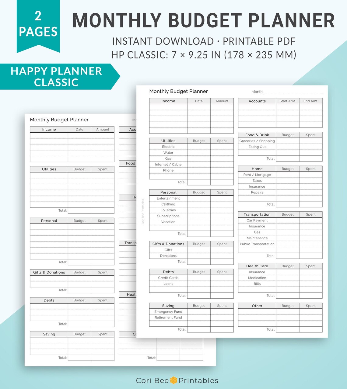 Happy Planner Printable Inserts, Classic Happy Planner Inserts, Monthly ... Happy Planner Printable Inserts, Classic Happy Planner Inserts, Monthly ...