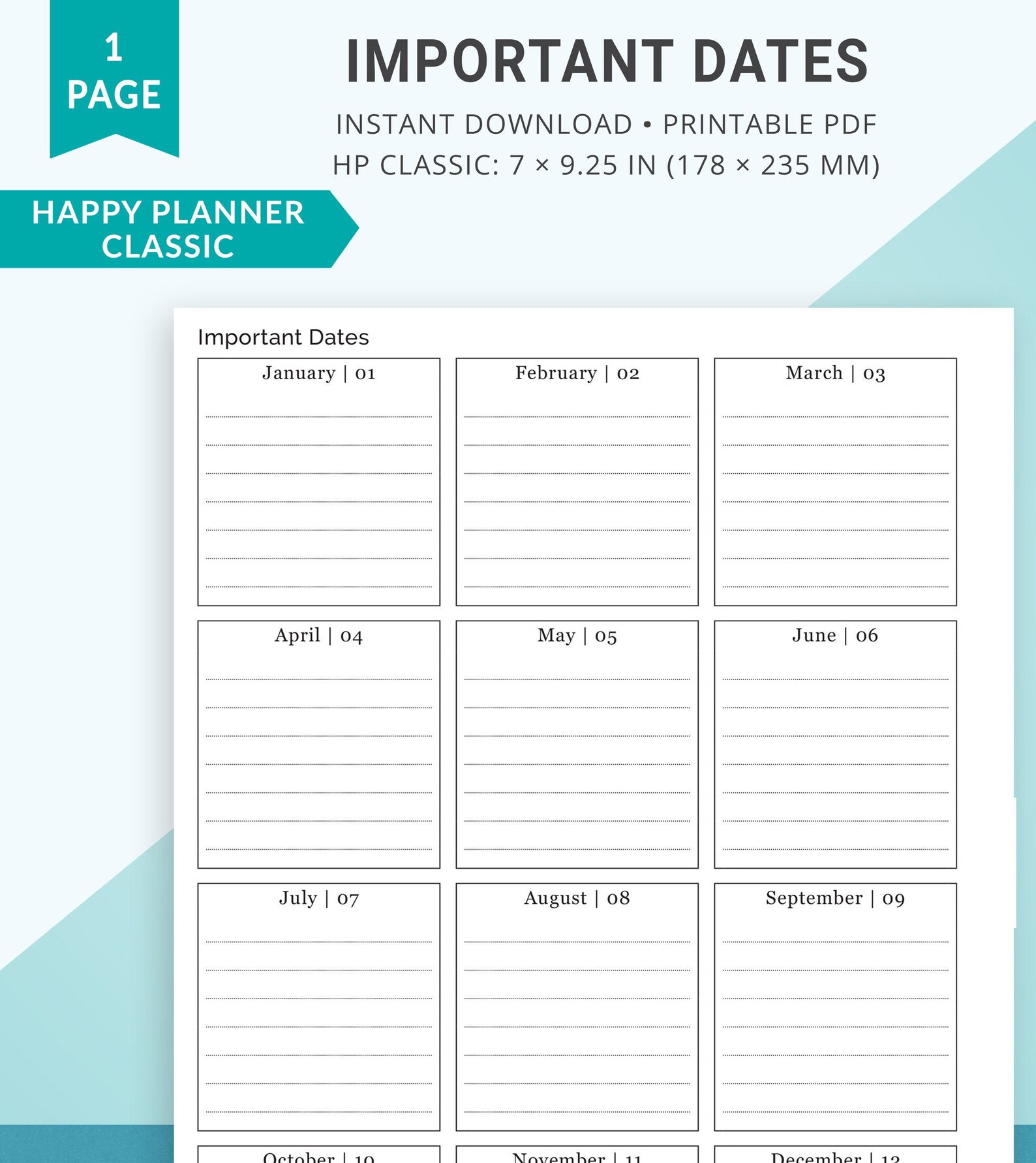 Happy Planner Printable Inserts, Classic Happy Planner Insert ...