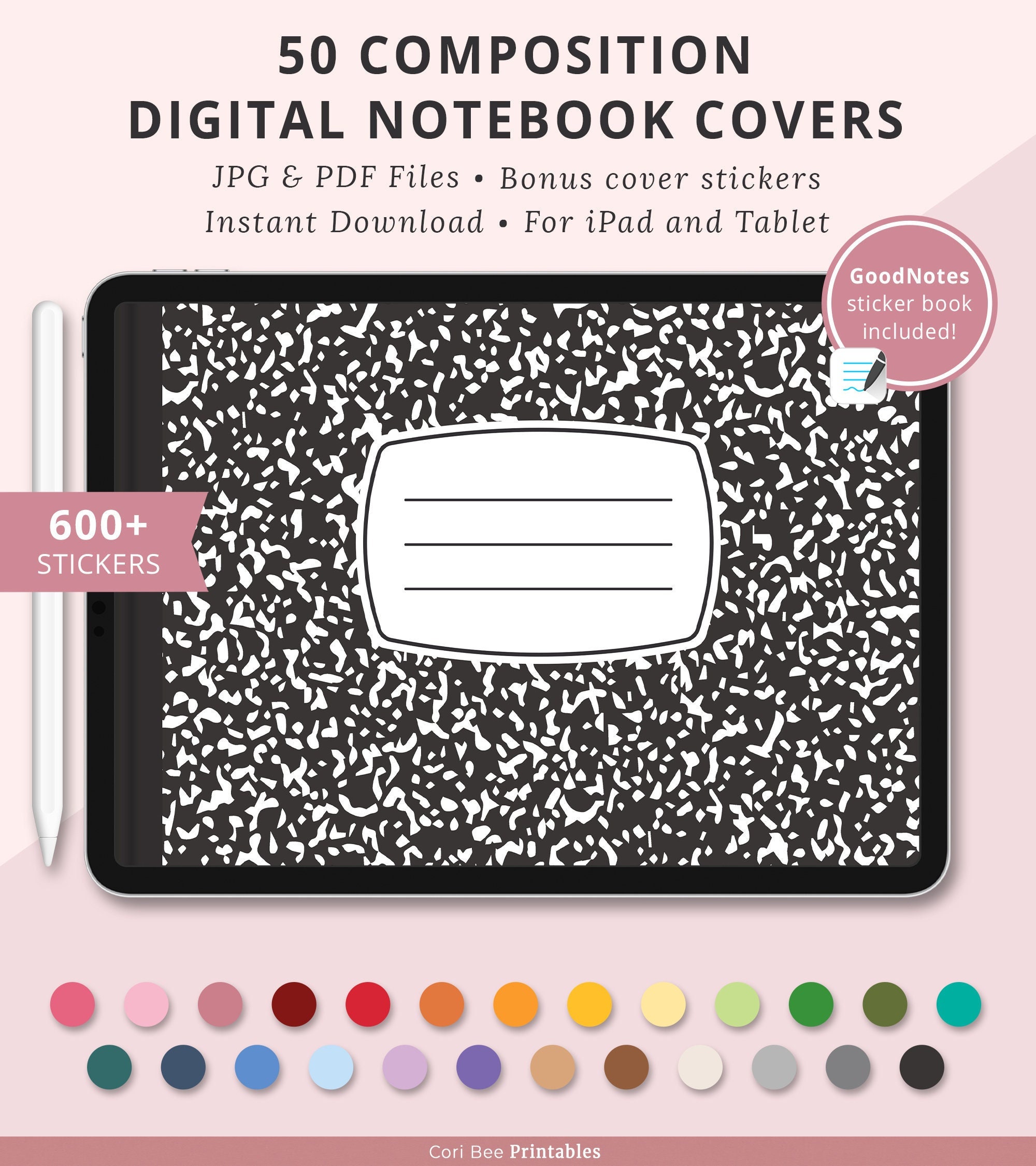 Composition Book Digital Notebook Covers Composition Book Etsy