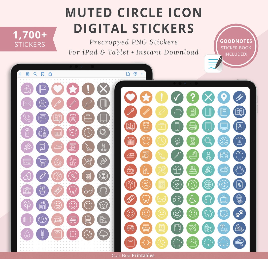 Goodnotes Digital Stickers, iPad Planner Stickers, Precropped Stickers ...