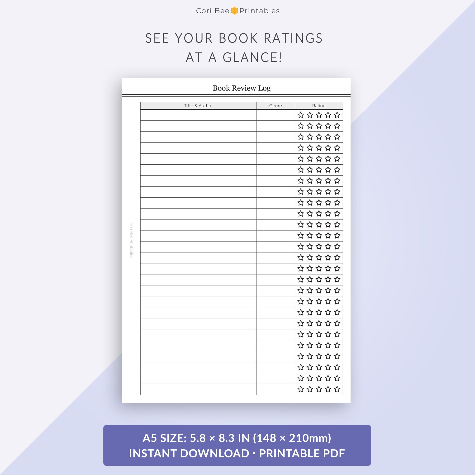 A5 Book Review Log Reading Planner Reading Journal Book - Etsy