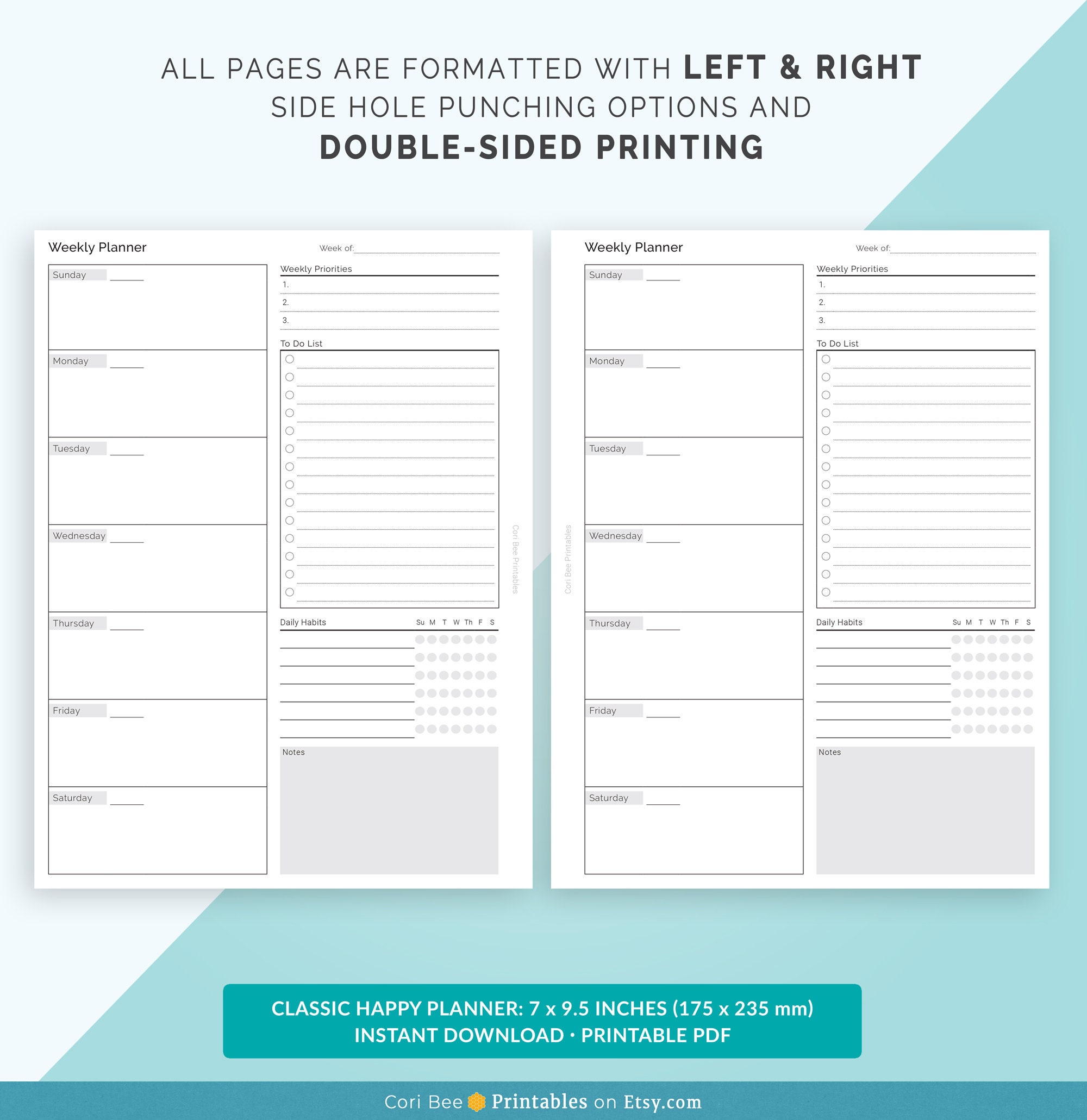 Happy Planner Printable Inserts, Classic Happy Planner Inserts, Weekly ...