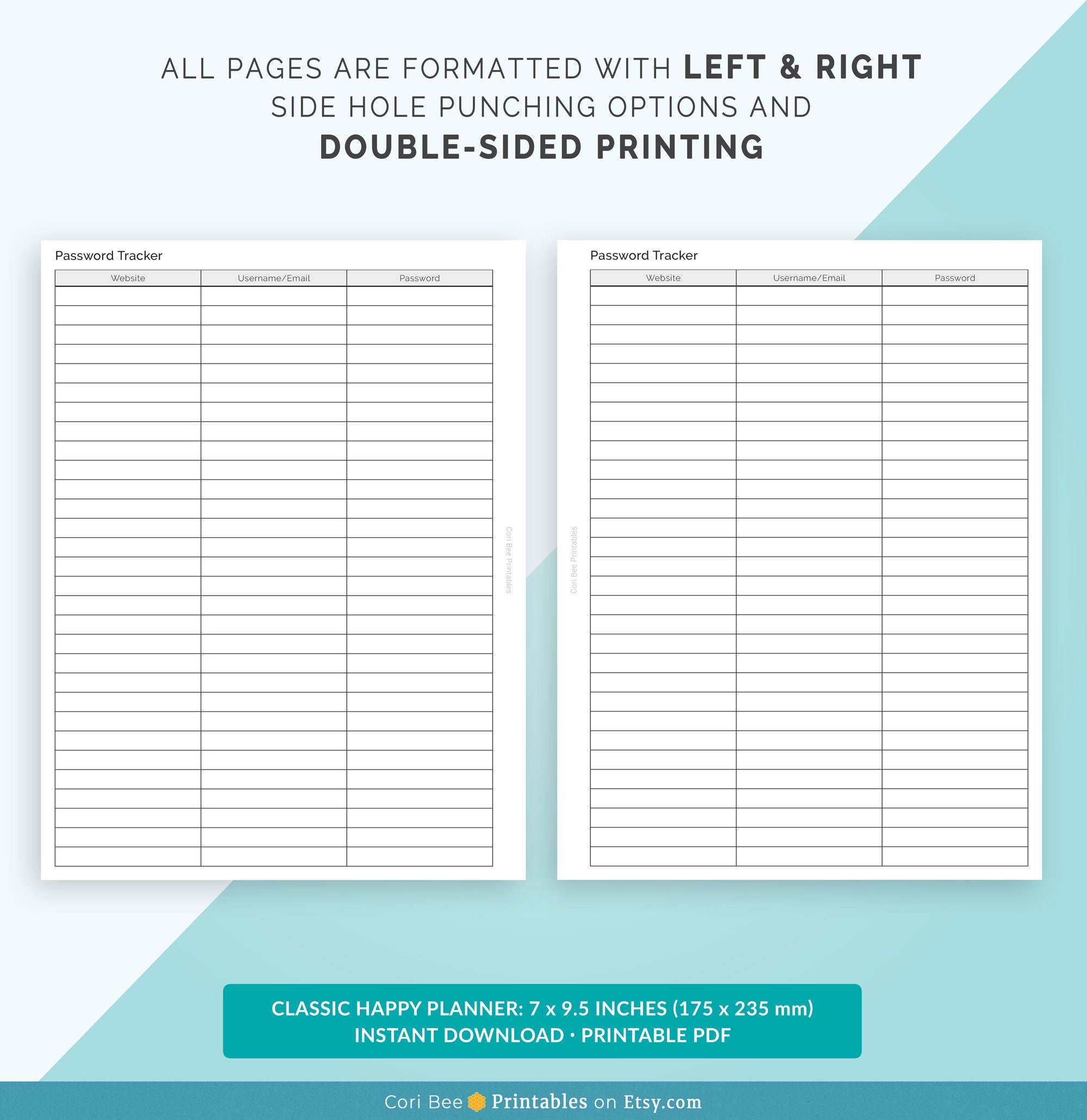 Happy Planner Printable Inserts, Classic Happy Planner Insert, Password ...