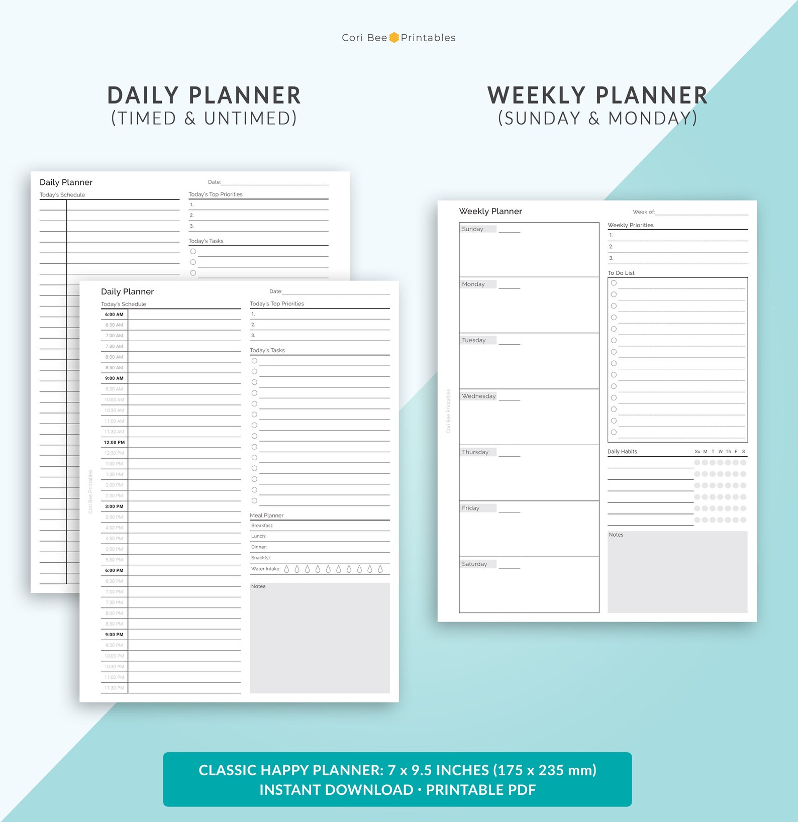 Happy Planner Printable Inserts, Classic Happy Planner Inserts, Planner ...