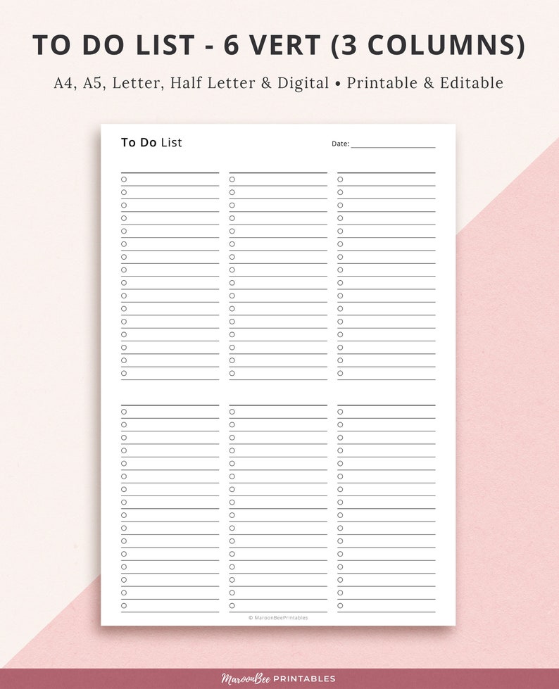 Editable to Do List Printable Template Insert, Editable Task List ...