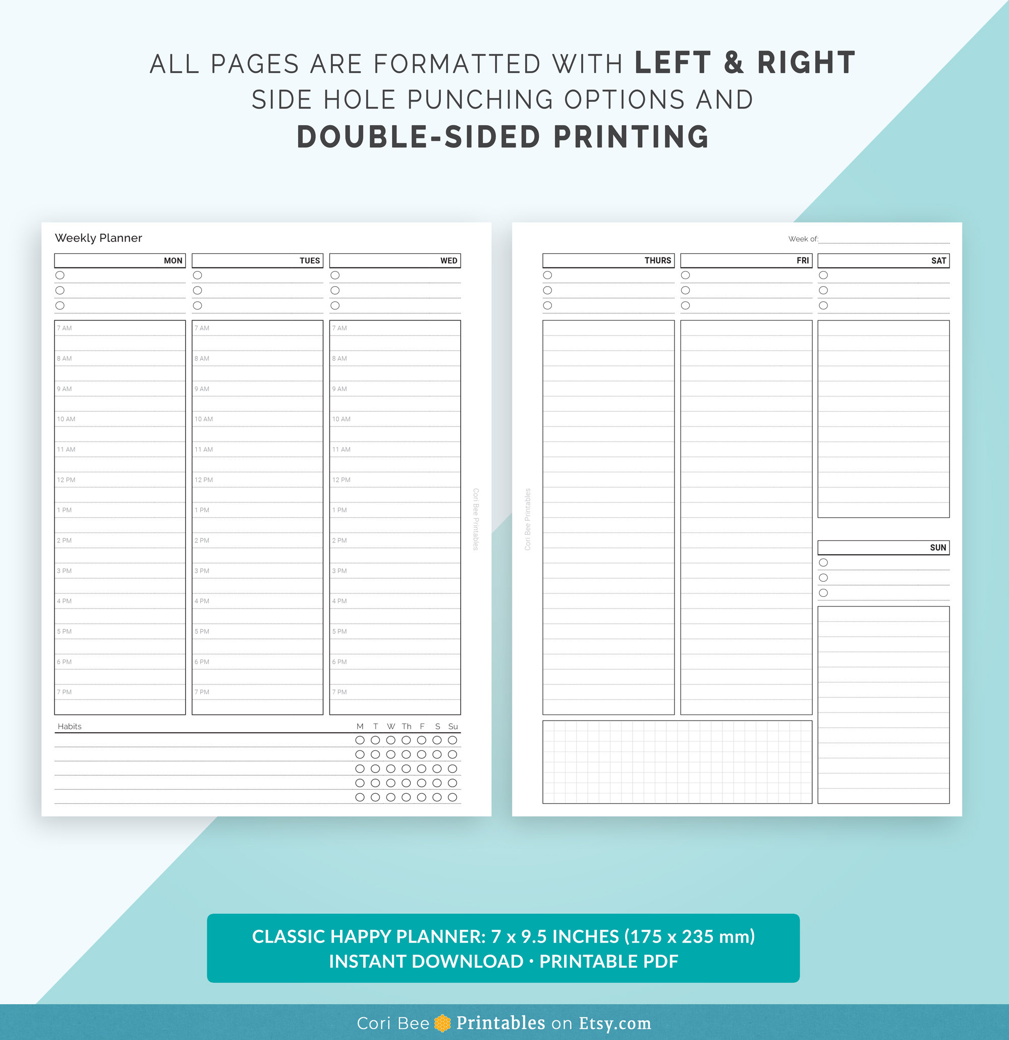 Happy Planner Printable Inserts, Classic Happy Planner Inserts, Weekly ...